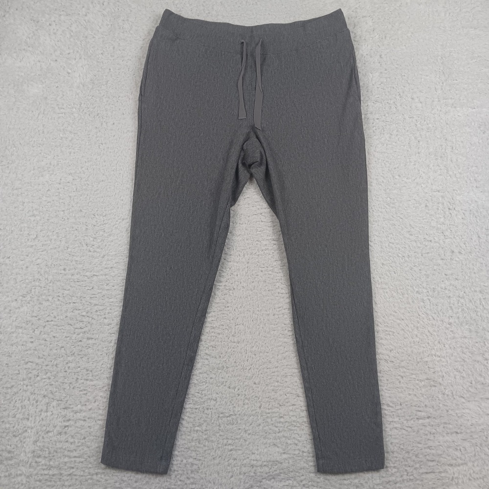 L.L.Bean Knit Jogger Pant Women M Gray Fleece Lined Tapered Drawstring